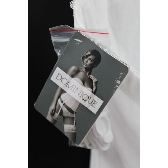 Dominique Juliette Satin Longline Corset Bra 42D White w/Garters 8950 NWT - Picture 6 of 9